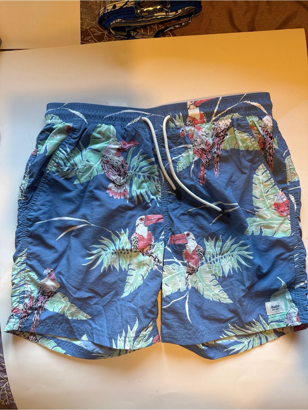Title: Katin Tropical Toucan Print Swim Trunks - Size Small